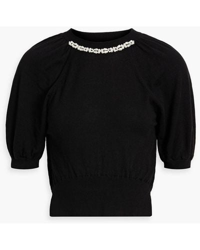 Simone Rocha Embellished Wool And Silk-blend Top - Black