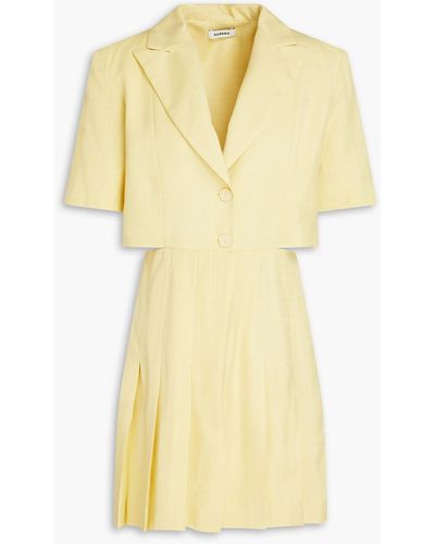 Sandro Lilirose Cutout Woven Mini Shirt Dress - Yellow