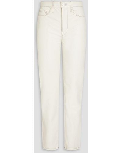 FRAME Le Super High Straight Leather Straight-leg Pants - White