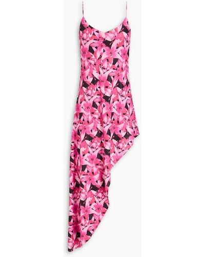ROTATE BIRGER CHRISTENSEN Asymmetric Floral-print Crepe Maxi Dress - Pink