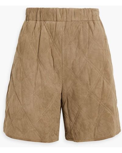 Brunello Cucinelli Quilted Suede Shorts - Natural