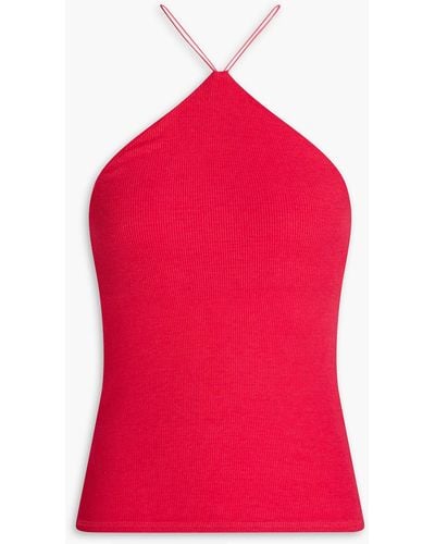 Enza Costa Ribbed Jersey Top - Red