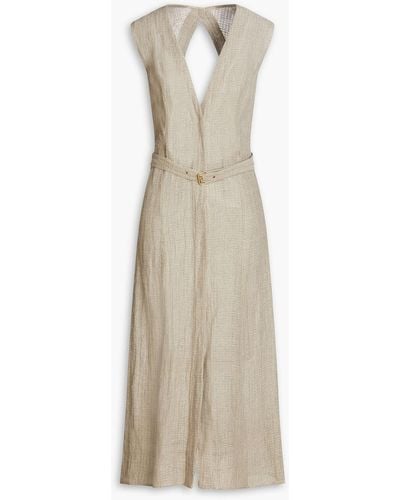 LeKasha Cutout Linen-gauze Midi Dress - Natural