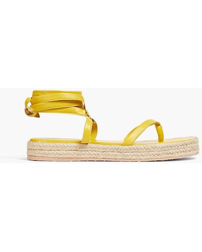 Gianvito Rossi Ribbon Beachclub Embellished Leather Espadrille Sandals - Yellow
