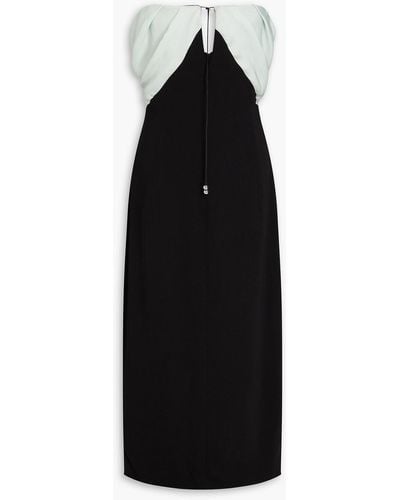 16Arlington Strapless Satin-paneled Crepe Midi Dress - Black
