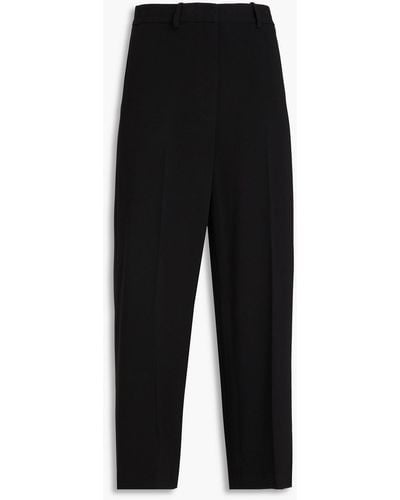 Theory Cropped Crepe Straight-leg Trousers - Black