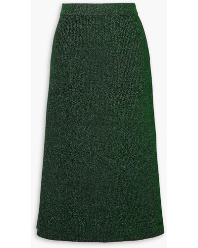 Christopher Kane Ribbed Lurex Midi Skirt - Green