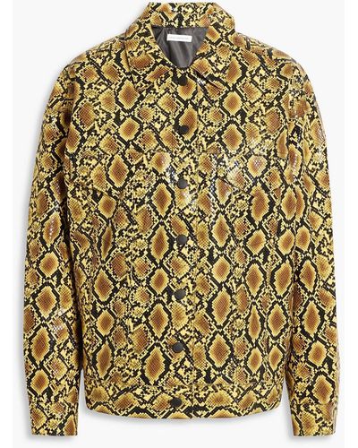 GOOD AMERICAN Faux Snake-effect Leather Jacket - Yellow