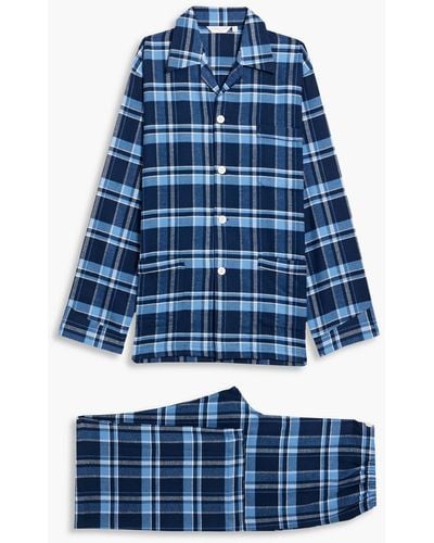 Derek Rose Kelburn Checked Cotton-flannel Pyjama Set - Blue