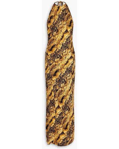 Matériel Slip dress aus einer cupromischung in maxilänge mit schlangenprint - Mettallic