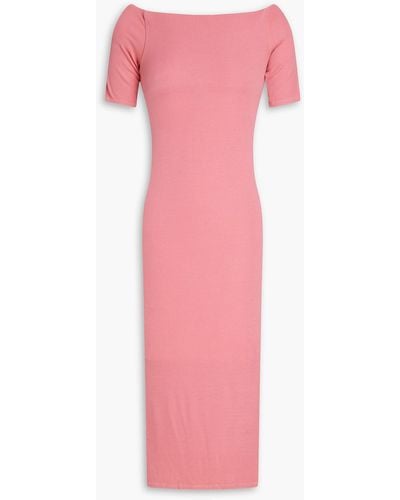 Enza Costa Off-the-shoulder Ribbed Jersey Midi Dress - Pink