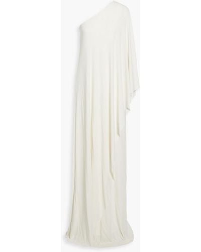Halston Sylvie One-shoulder Draped Jersey Gown - White