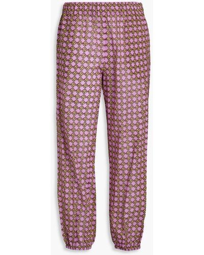 Tory Burch Printed Cotton-voile Tapered Trousers