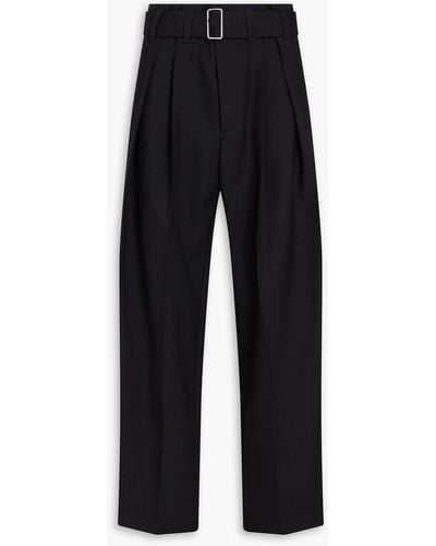Jil Sander Belted Pleated Wool-twill Trousers - Black