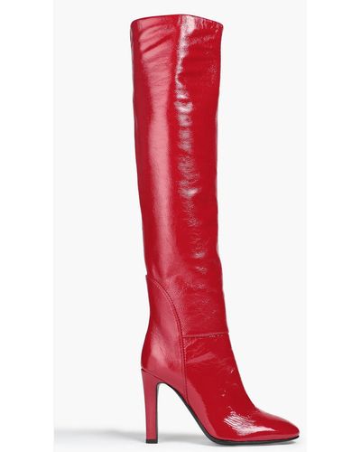 Giuseppe Zanotti Kubrick Crinkled Patent-leather Thigh Boots - Red
