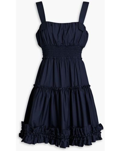 Jason Wu Shirred Cotton-blend Poplin Mini Dress - Blue