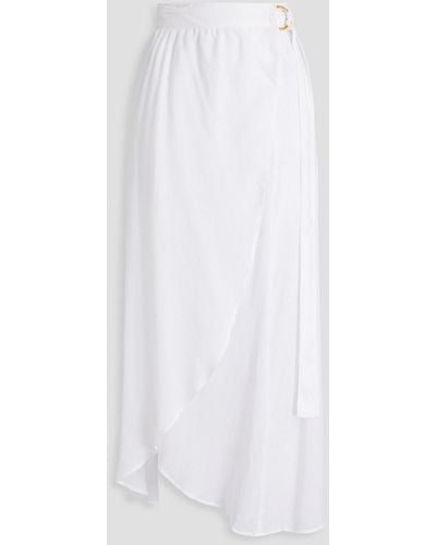 Melissa Odabash Devlin Gathered Voile Midi Wrap Skirt - White