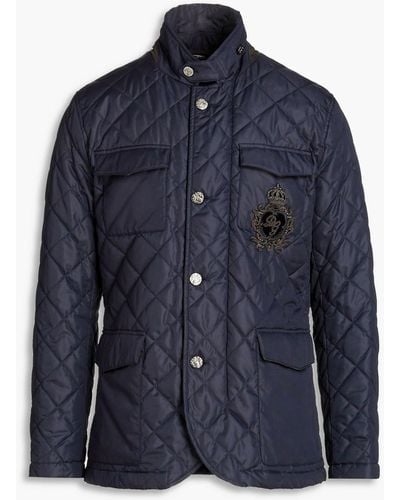 Dolce & Gabbana Embellished Quilted Shell Field Jacket - Blue