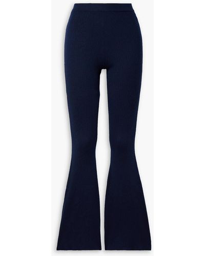 SABLYN Laura Ribbed Cashmere Flared Trousers - Blue