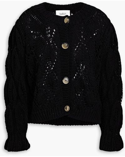 Ba&sh Cable-knit Cotton Cardigan - Black