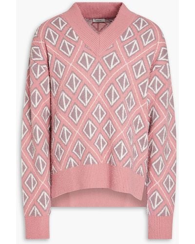 Dior Jacquard-knit Wool And Cashmere-blend Sweater - Pink