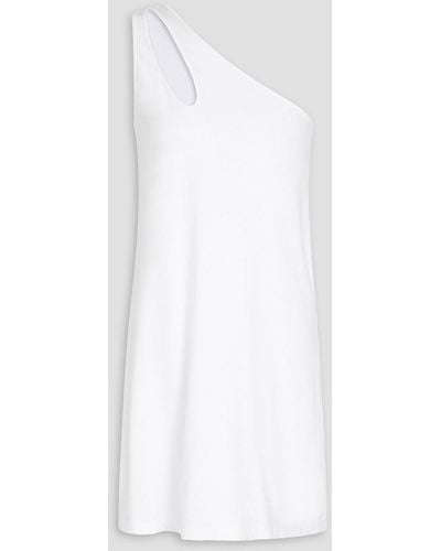 Monrow Minikleid aus jersey aus einer baumwollmischung mit asymmetrischer schulterpartie - Weiß