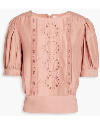 Ba&sh Bacary Cutout Broderie Anglaise Top - Pink