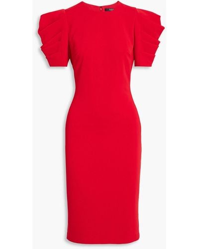 Badgley Mischka Pleated Crepe Dress - Red