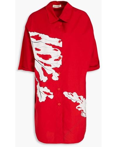 Gentry Portofino Oversized-hemdkleid aus baumwollpopeline mit print - Rot