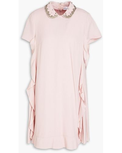 RED Valentino Embellished Ruffled Crepe Mini Dress - Pink