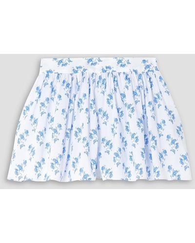 Caroline Constas Teagen Floral-print Cotton-blend Poplin Shorts - Blue