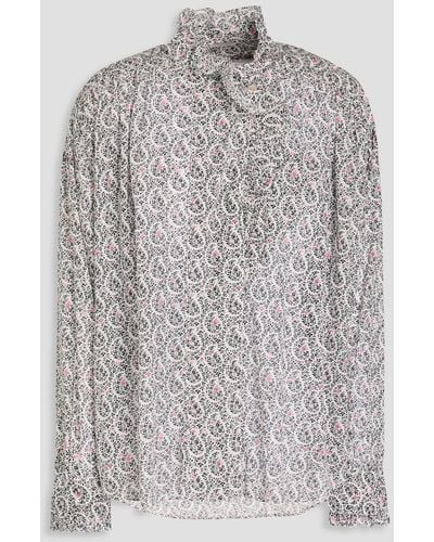 Isabel Marant Pamias bluse aus baumwoll-voile mit floralem print - Grau