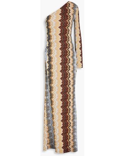 Missoni One-shoulder Metallic Crochet-knit Maxi Dress - Natural
