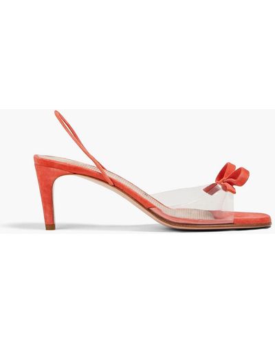 Red(V) Bow-embellished Suede And Pvc Sandals - Pink