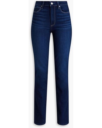 PAIGE Joan halbhohe jeans mit geradem bein in ausgewaschener optik - Blau