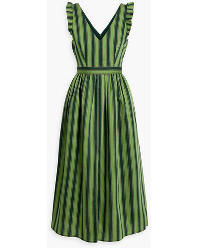 Iris & Ink Carmen Striped Lyocell-blend Midi Dress - Green
