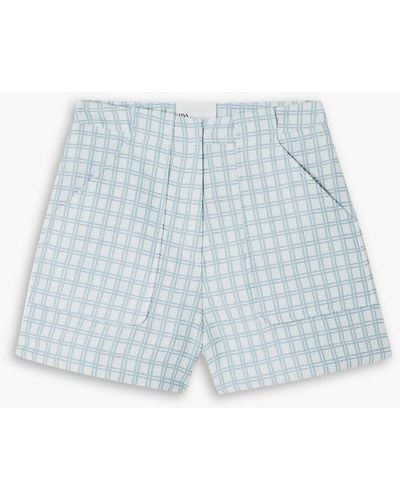 Lisa Marie Fernandez Tennis Checked Cotton-blend Bouclé-jacquard Shorts - Blue