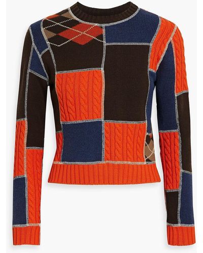 RE/DONE 60s Patchwork-effect Cotton Sweater - Red