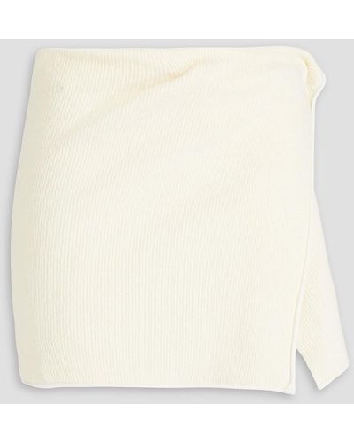 Jacquemus Bagnu Wrap-effect Ribbed Cotton-blend Mini Skirt - White