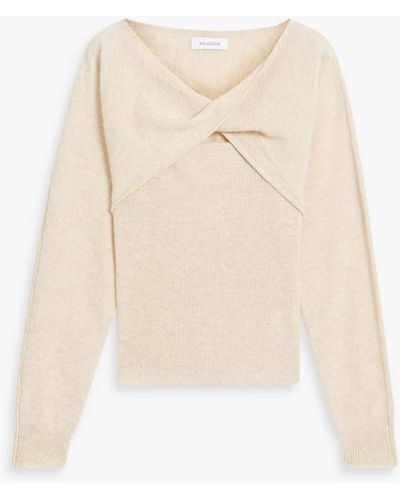 NAADAM Layered Twist-front Cutout Cashmere Sweater - Natural