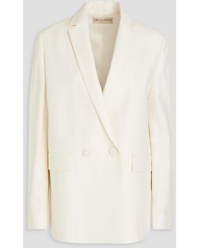 Emilio Pucci Double-breasted Wool And Silk-blend Blazer - Natural