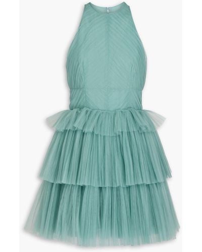 Costarellos Tiered Tulle Mini Dress - Blue