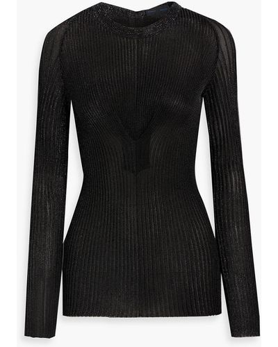 Proenza Schouler Metallic Ribbed-knit Sweater - Black