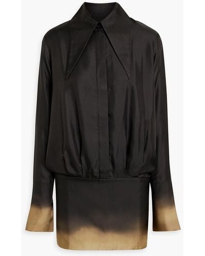 16Arlington Dégradé Satin-twill Mini Shirt Dress - Black
