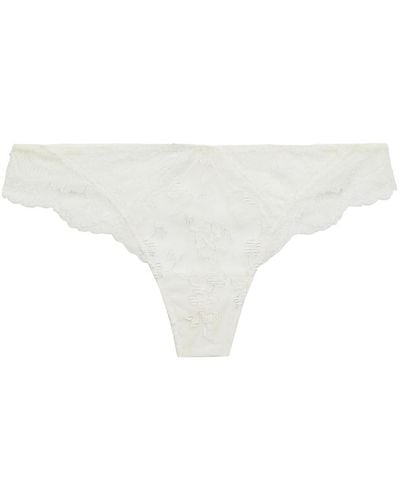 Lise Charmel Embroidered Tulle Low-rise Thong - White