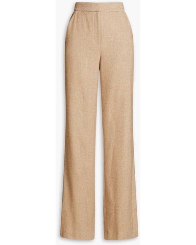 Veronica Beard Tonelli Herringbone Flannel Wide-leg Trousers - Natural