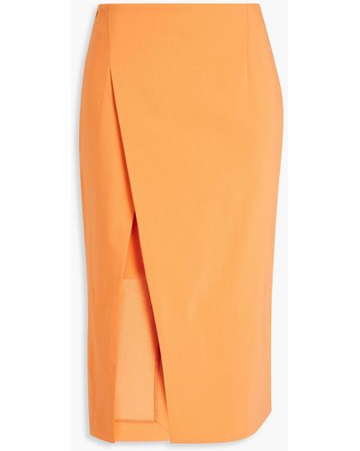 Maje Wrap-effect Cotton-blend Skirt - Orange