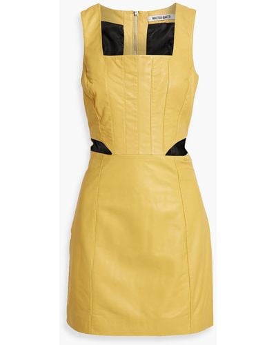 Walter Baker Gemini Cutout Leather Mini Dress - Yellow