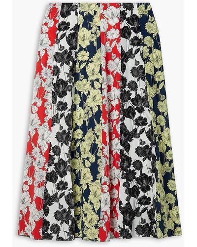 Jason Wu Floral-print Silk Crepe De Chine Midi Skirt - Yellow