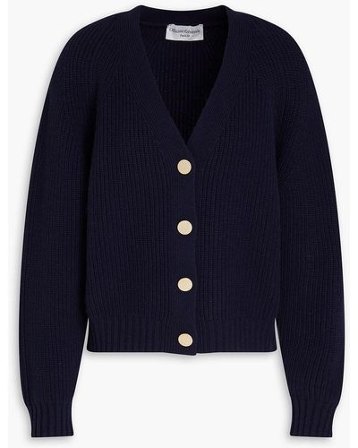 Officine Generale Lisandra Ribbed Merino Wool And Cashmere-blend Cardigan - Blue